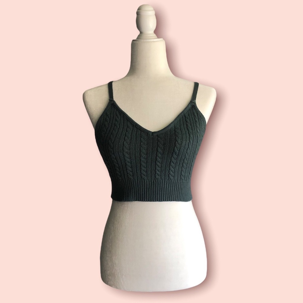Dark Green F21 Knit Crop Top